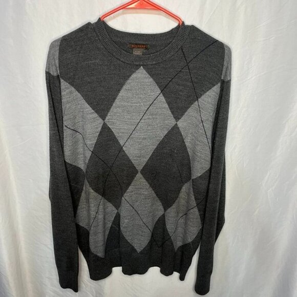 Dockers Argyle Crewneck Sweater – Size XL – 100% Acrylic – Gray/Charcoal - Picture 3 of 6